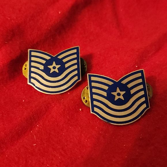 Other - Lot of 2 Air Force USAF  Master Sergeant E7 Rank Insignia Pins Clutch Back GI UT